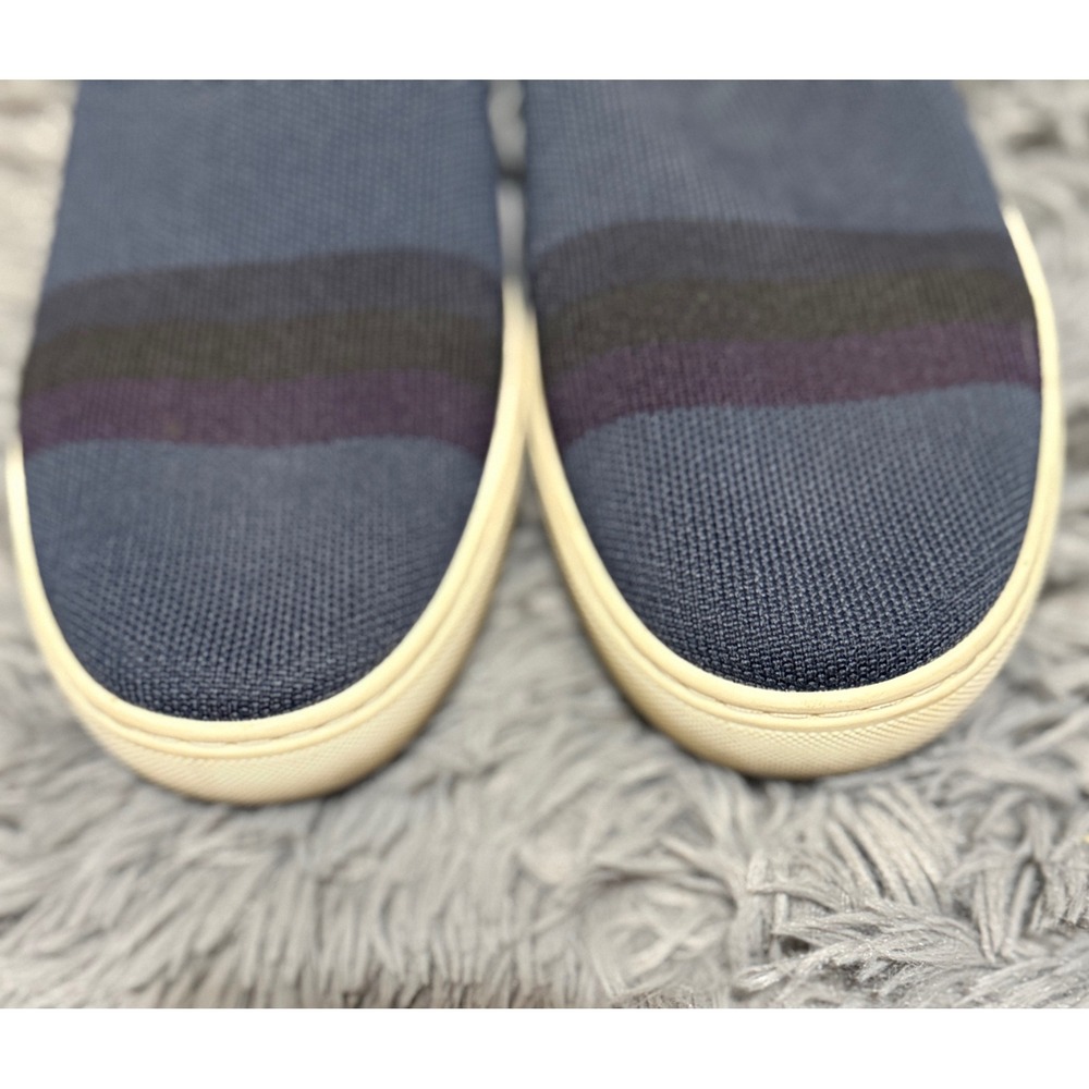 Rothy's RS01 Slip On Sneakers Mens 11.5 Navy Blue Striped Knit Washable